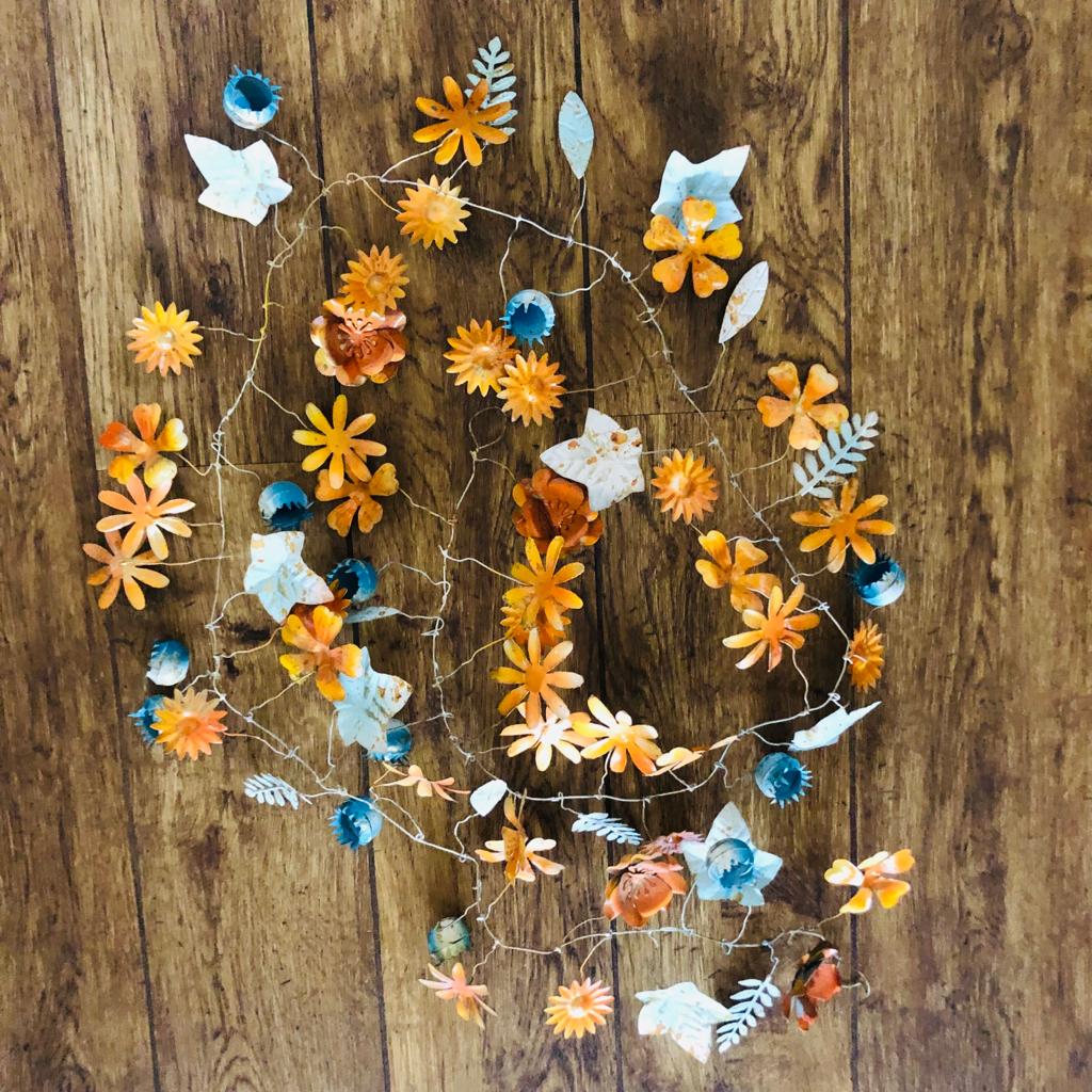 Burnt Orange Metal Flower Garland - ad&i