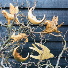Load image into Gallery viewer, Pressed Gold Decorative Hanging Crescent Moon - ad&amp;i