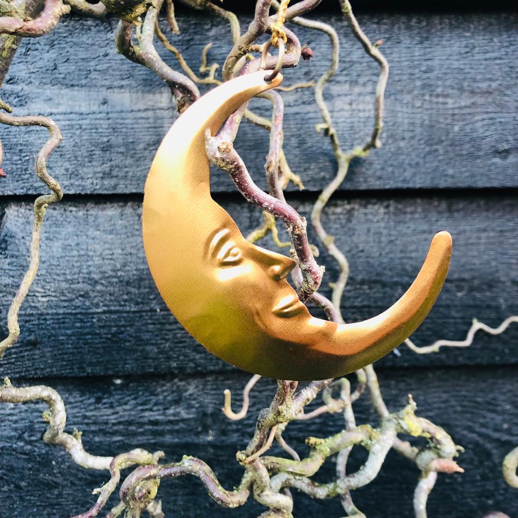 Pressed Gold Decorative Hanging Crescent Moon - ad&i