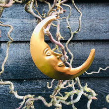 Load image into Gallery viewer, Pressed Gold Decorative Hanging Crescent Moon - ad&amp;i
