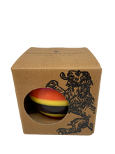 Load image into Gallery viewer, Orange Flame, Neyron Rose, Sulphur Yellow and Jet Black Large Stripe Ball Candle-ad&amp;i