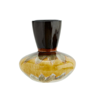 Yellow Marbled Glaze Stoneware Vase-ad&i