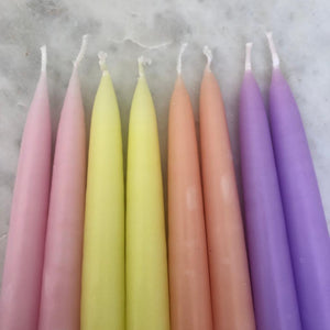 Tutti Fruitti Pastel Tapered Candlesticks - Set of Eight - ad&i