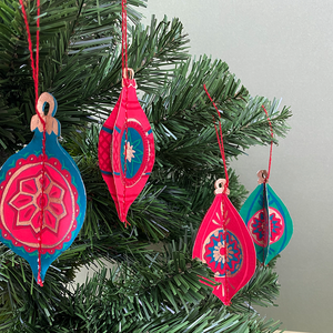 Pack of Four Recycled Paper Christmas Bauble Decorations-ad&i
