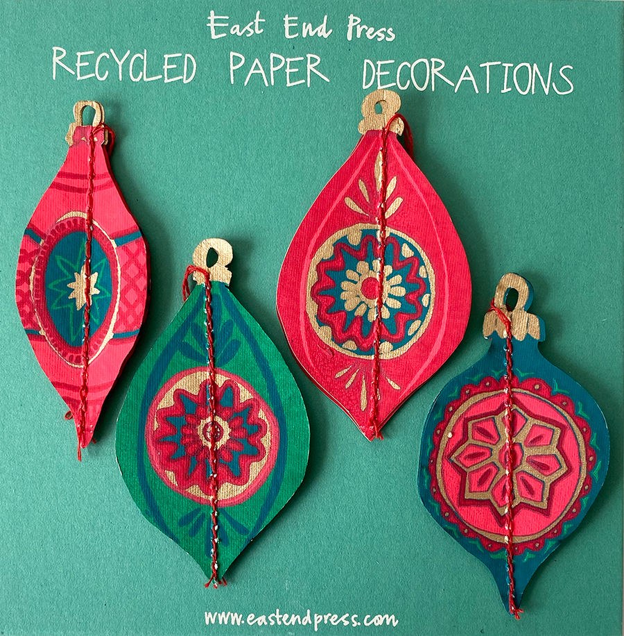 Recycled shop paper decorations