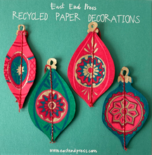 Load image into Gallery viewer, Pack of Four Recycled Paper Christmas Bauble Decorations-ad&amp;i