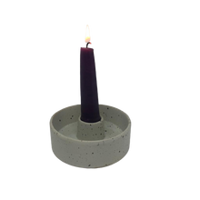 Load image into Gallery viewer, Speckled Off White Stoneware Candlestick Holder-ad&amp;i