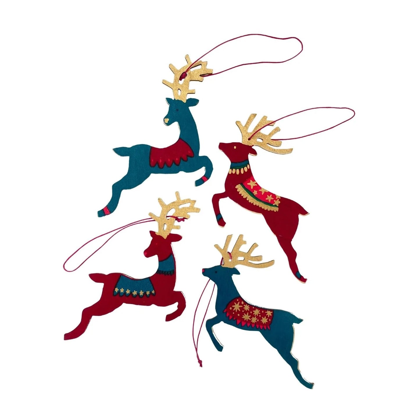 Wooden Reindeer Decorations - Pack of Four - ad&i