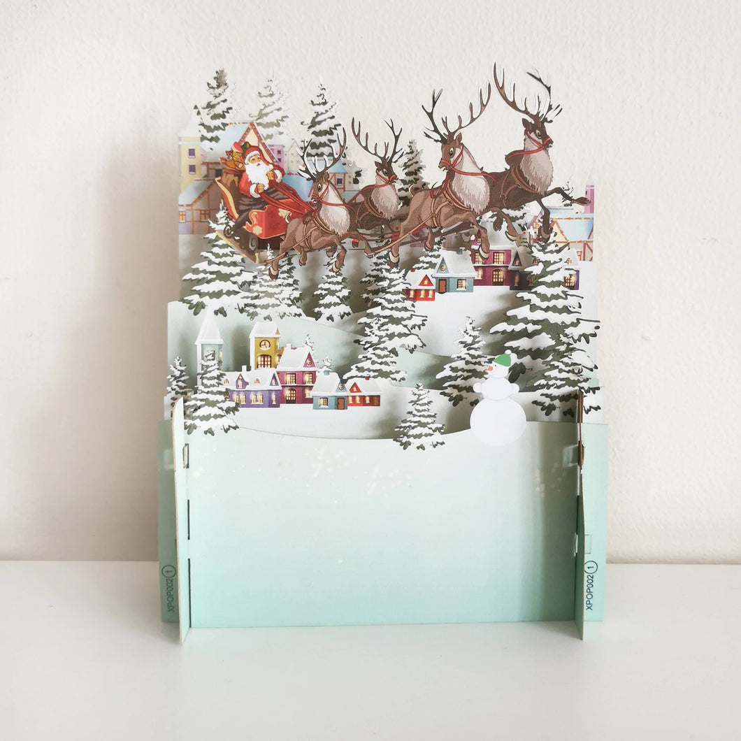 Santa on his sleigh 3D Pop Up Christmas Card - ad&i
