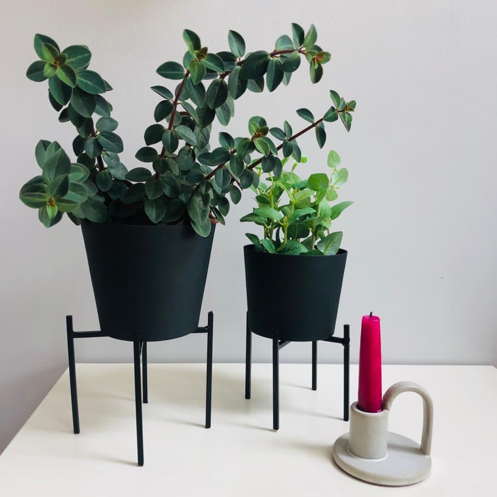 Black Metal Planters Set of Two-ad&i
