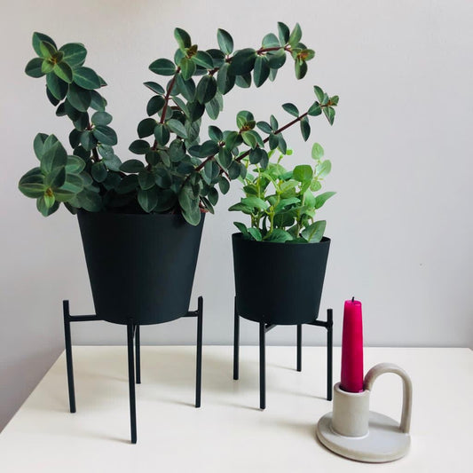Black Metal Planters Set of Two-ad&i