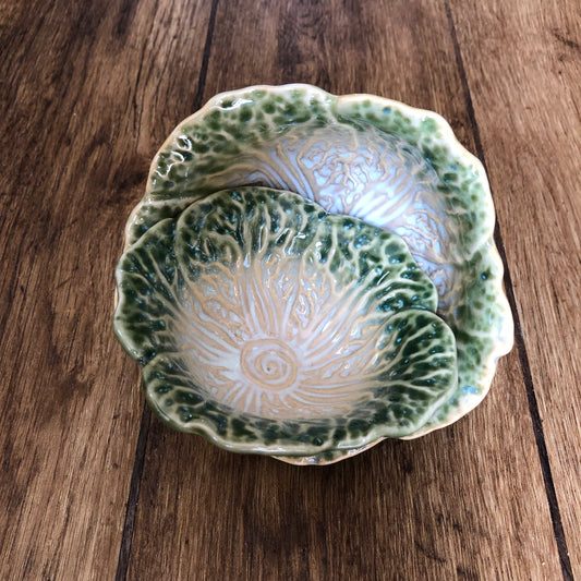 Green Cabbage Stoneware Bowls - Set of Two - ad&i