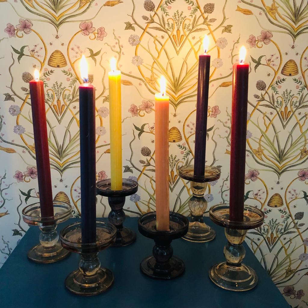 Glass Art Coloured Glass Candlestick Holder - ad&i