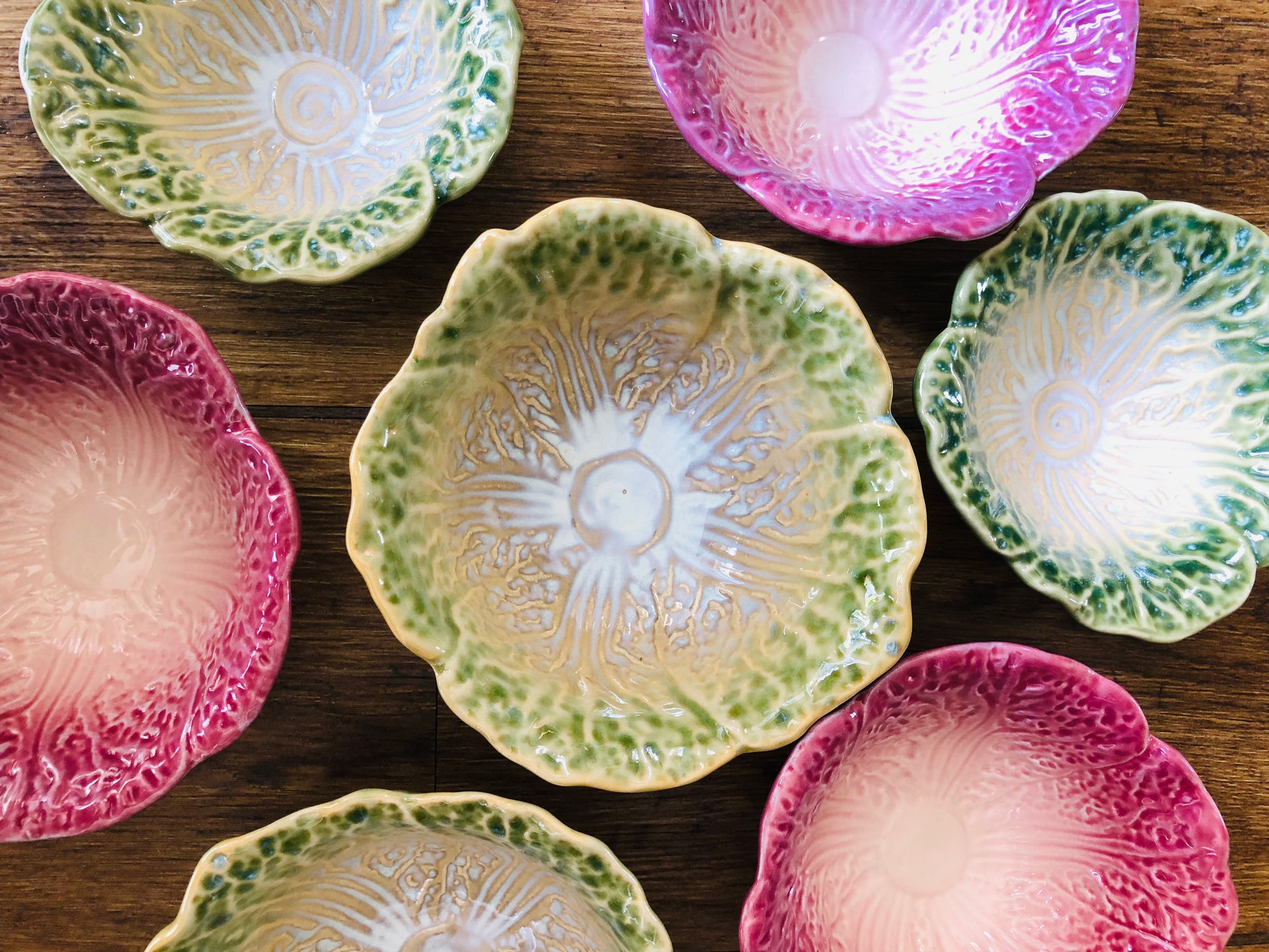 Green Cabbage Stoneware Bowls - Set of Two - ad&i