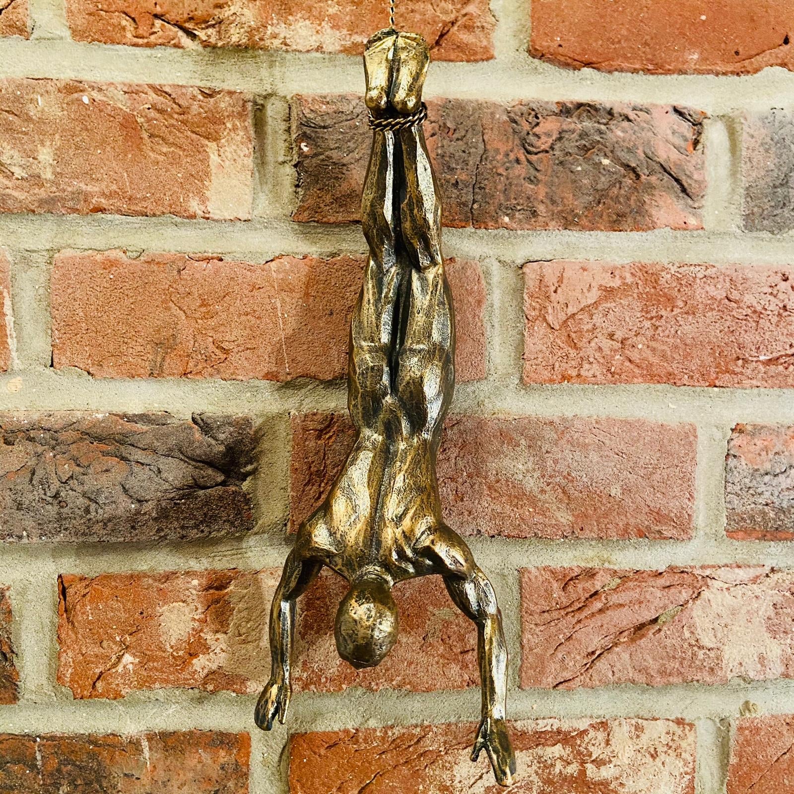 Hanging Rope Wall Men Climbing Antique Bronze 3D Wall Art ad&i