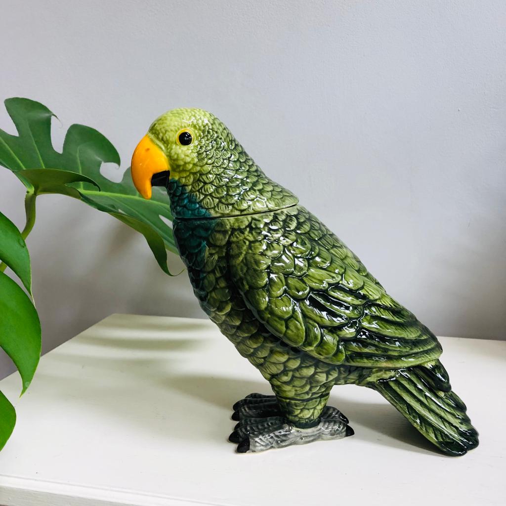 Green Parrot Ceramic Jar - ad&i