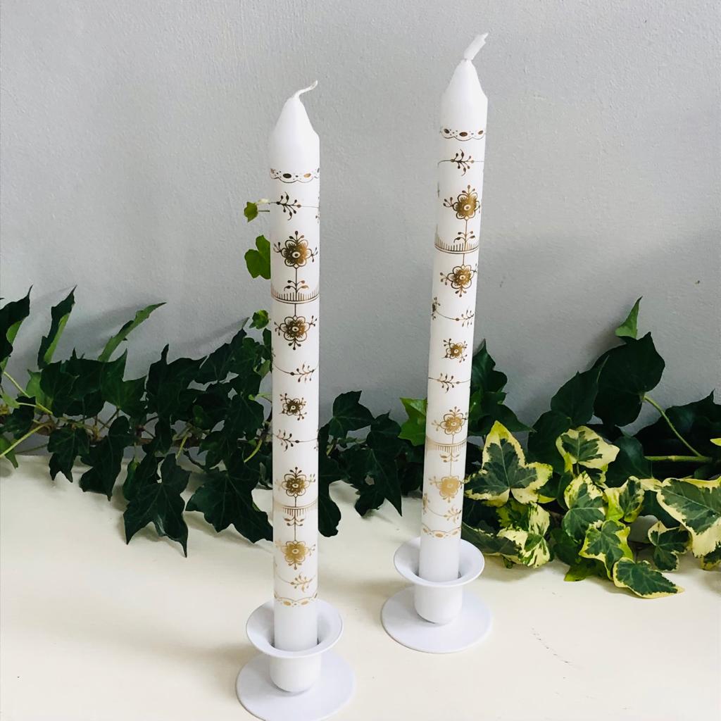 Gold Floral Scandi Fluted Candle Set of Two-ad&i