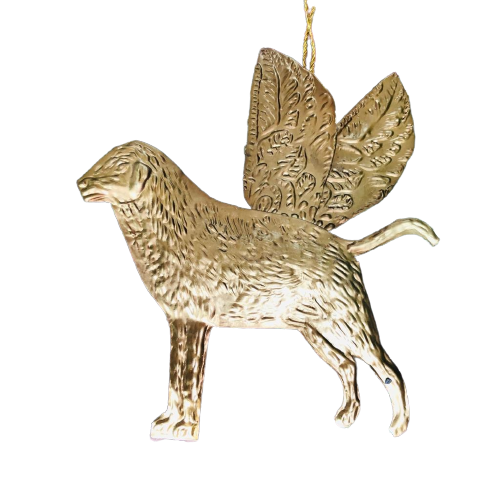 Pressed Gold Decorative Hanging Angel Dog - ad&i