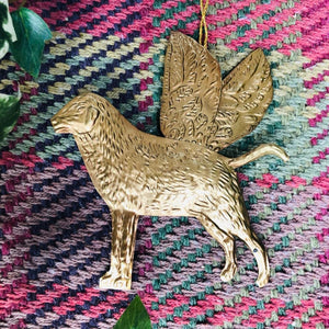 Pressed Gold Decorative Hanging Angel Dog - ad&i