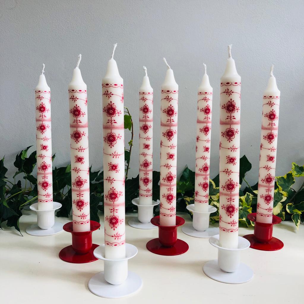 Red Floral Scandi Fluted Candle Set of Two-ad&i