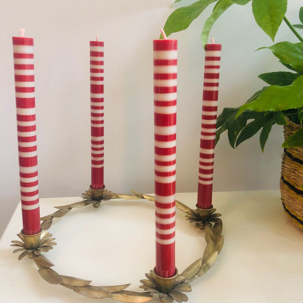 Antique Brass Advent Wreath Candlestick Holder-ad&i