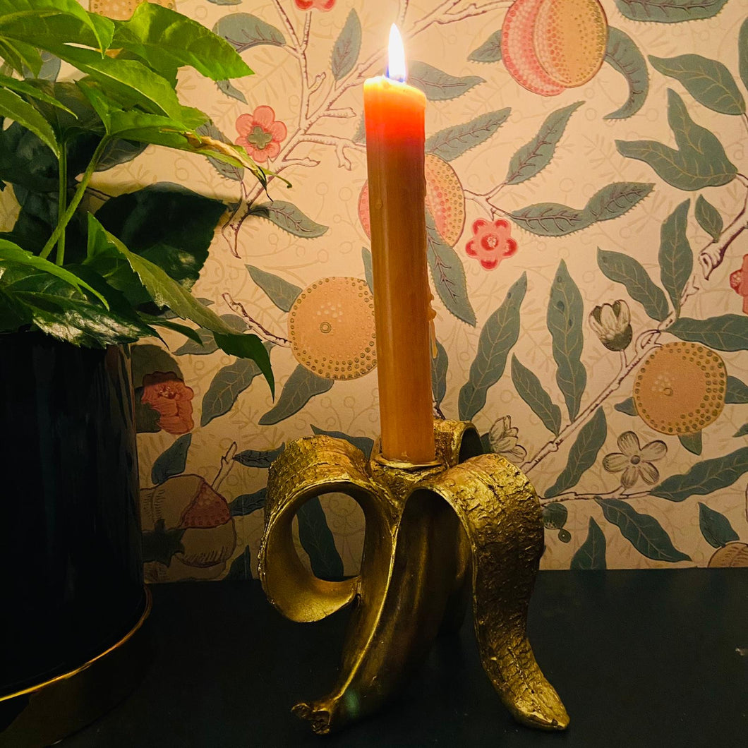 Gold Peeled Banana Candlestick Holder-ad&i
