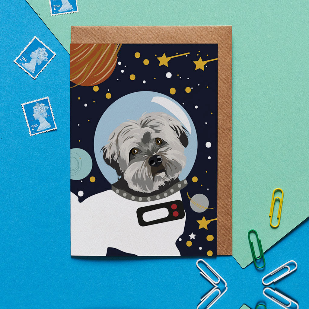 Jenkins the Havanese Astro Space Dog Greeting Card - ad&i