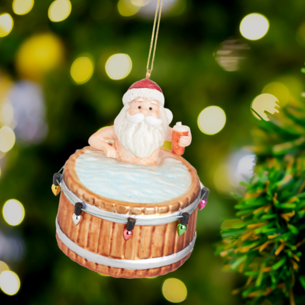 Father Christmas in a Hot Tub Christmas Tree Bauble - ad&i
