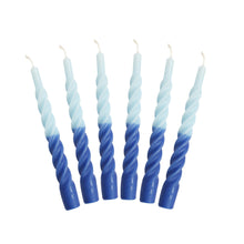 Load image into Gallery viewer, Two Colour Twisted Taper Candles Set of Six - Blue-ad&amp;i