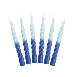 Two Colour Twisted Taper Candles Set of Six - Blue-ad&i